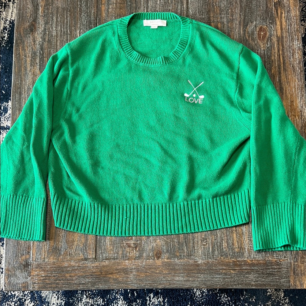 LOVE Crewneck Sweater in Emerald Green Golf Clubs